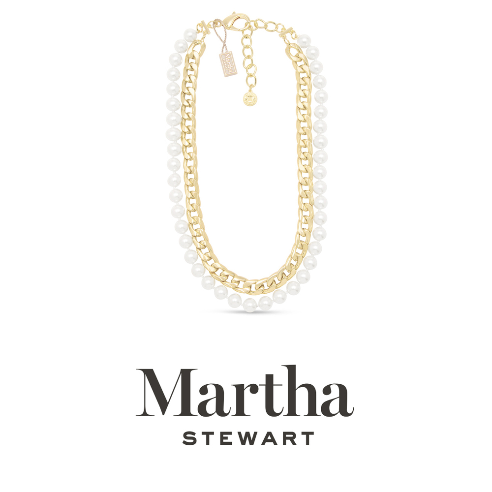 Martha Stewart Pearl and Curb Chain Necklace In Gold, 16 Inches For Women
